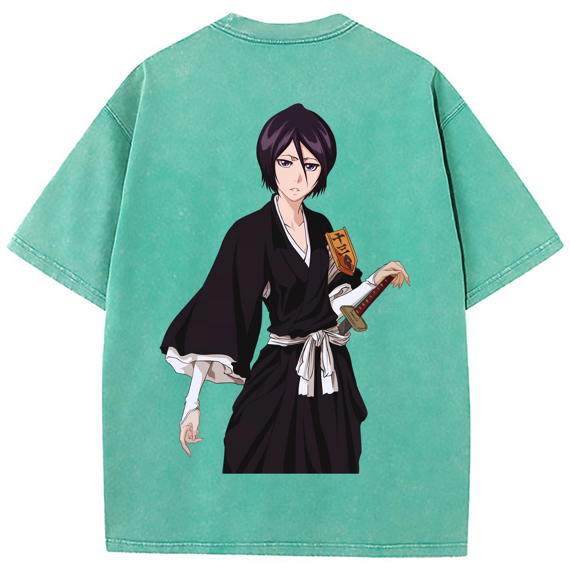 （画像用） ブリーチ 朽木ルキア BLEACH Kuchiki Rukia 綿100% ヴィンテージ風 半袖Tシャツ（背面プリント）